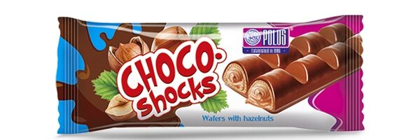 Vahvlibatoon "CHOCO SHOCKS" Pähkli 40g*15tk