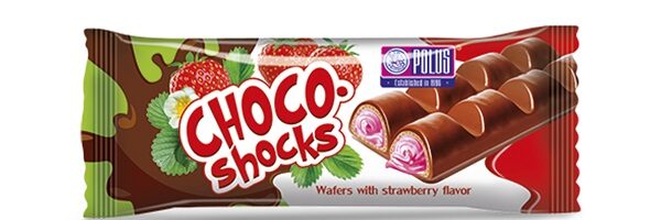 Vahvlibatoon "CHOCO SHOCKS" Maasika 40g*15tk