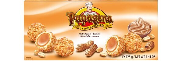 Pk vahvlipallid "PAPAGENA" Maapähkli täidisega 125g*18tk